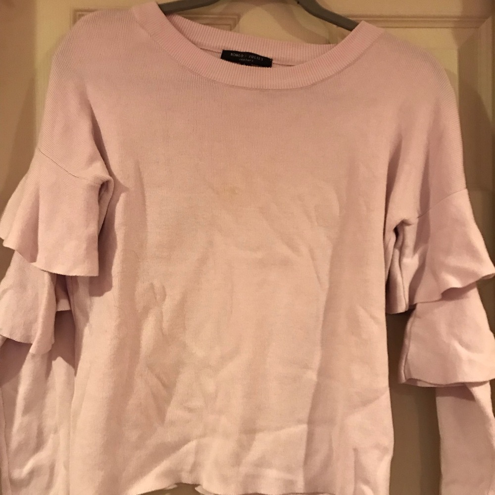 Light pink ruffle sleeve sweater